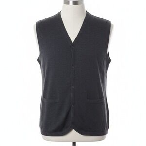 Samuel Windsor Mens XL Charcoal Grey Button Front Knit Waistcoat Vest Gorpcore